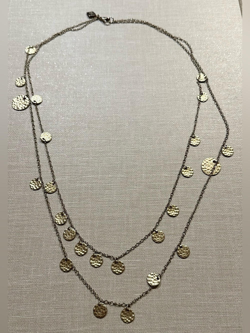 Layered Hammered Gold Disc Boho Statement Necklace